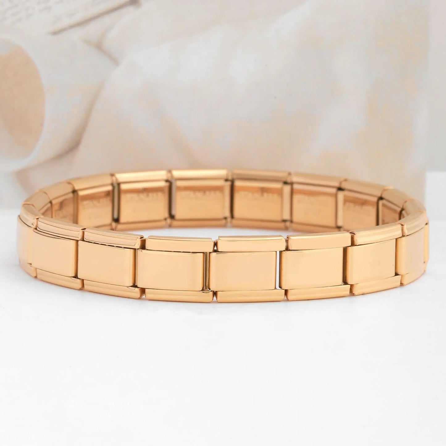 Trendy Square Italy Stainless Steel Bracelets For Women Men HipHop Metal Italian Modules Stretchable Gift Birthday Party Jewelry