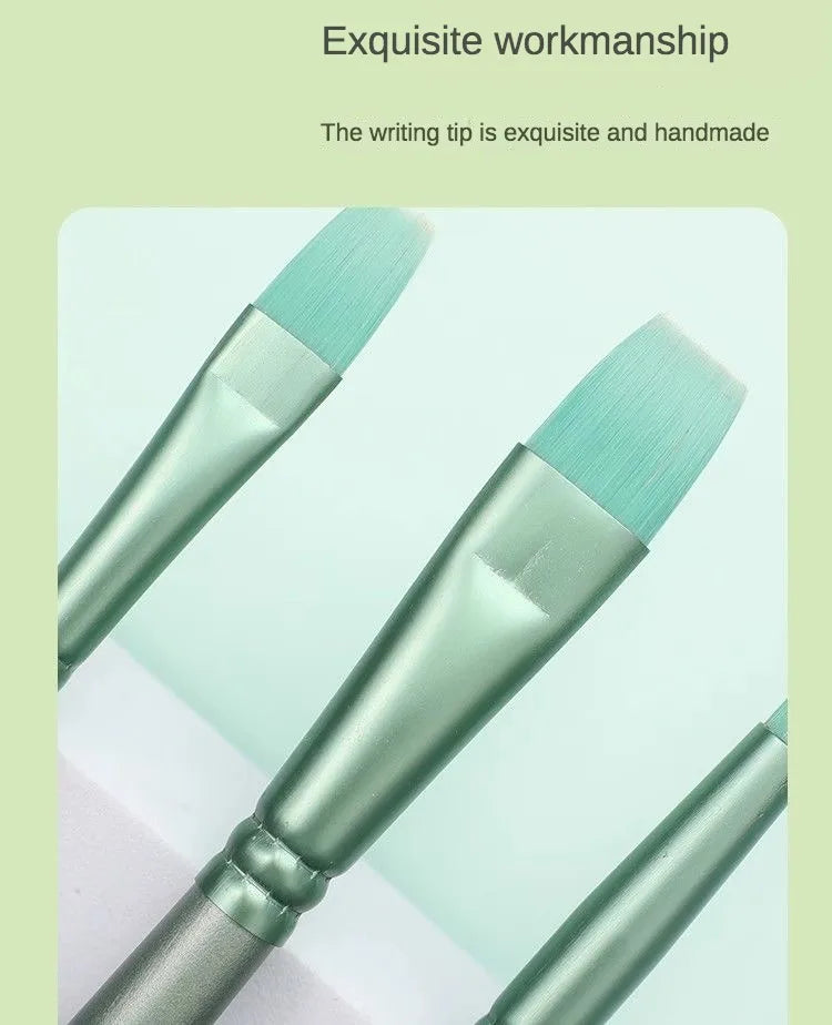 Watercolor Brush Set Pointed Round Flat Head Soft Hair Beginner's Art Student Hand Drawn Watercolor Nylon Painting Material