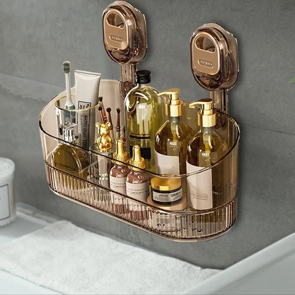 Hanging Shower Shelf Suction Storage Box Large Capacity & Strong Load-Bearing Removable Shower Basket Suction Cup for Bathroom