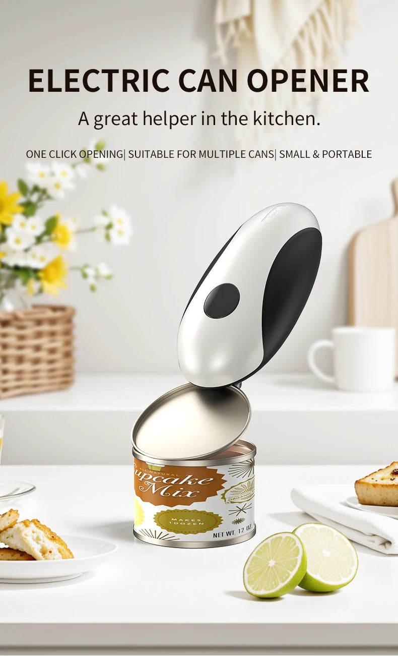 Compact Automatic Electric Can Opener One Touch Portable Kitchen Tool for Jar & Bottle Easy Storage Can Opener Rechargeable