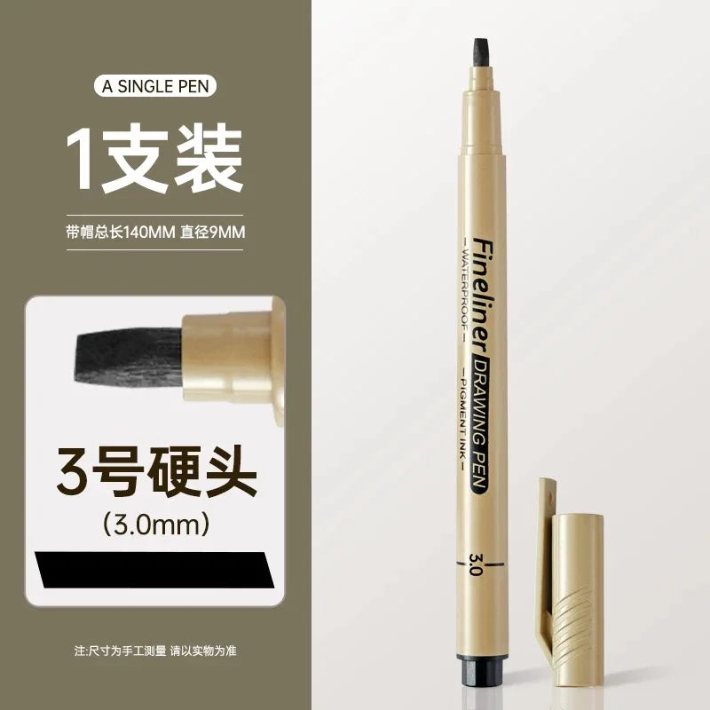1pcs Black Fineliner Micron Pen 005-3.0mm Waterproof Pigment Ink for Manga Sketching Technical Drawing
