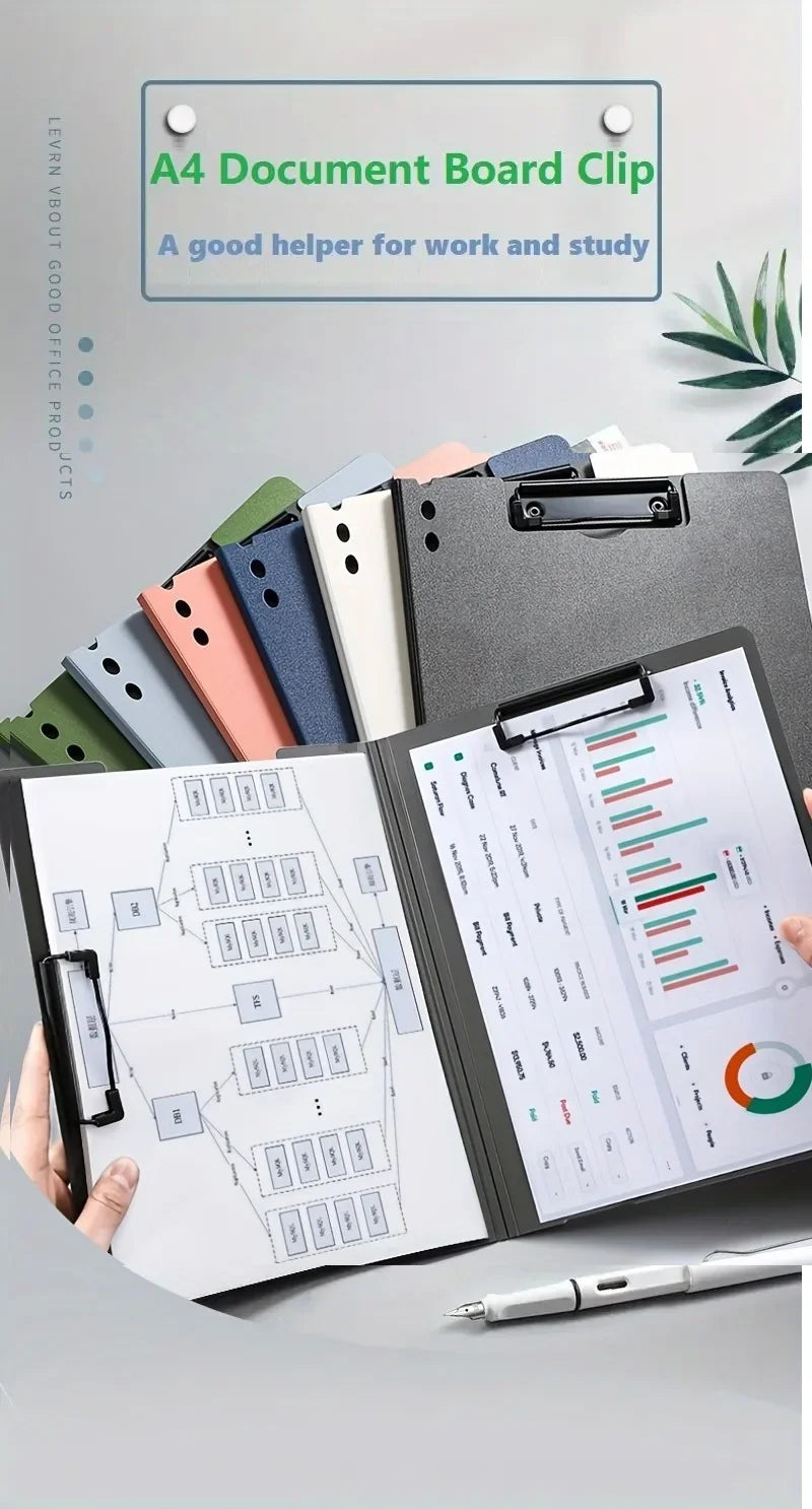 A4 File Folder & Clipboard Set, 3-in-1 Document Organizer with Cover for Business, School & Office Supplies