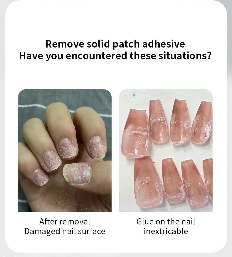 RSNAIL 100ml Nail Glue Remover for Press On Nails Solid Nail Glue Gel On Fake Nail Tips Acrylic Nail Can't Remove Gel Nail Polis