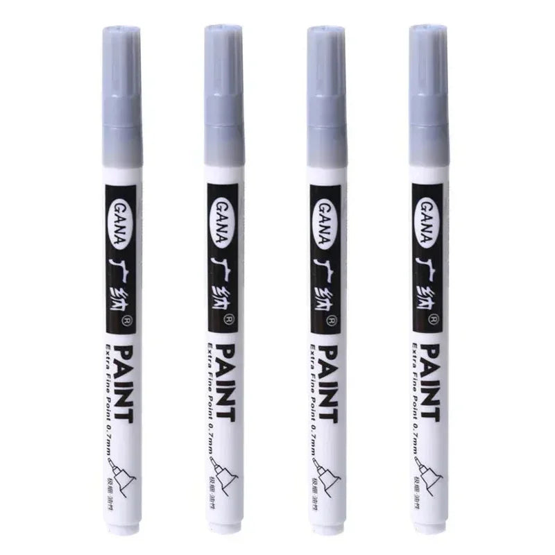 4pcs Oil Based White Black Permanent Paint Markers Pens 0.7mm Extra Fine Waterproof, for Rock Painting, Wood, Metal, Canvas