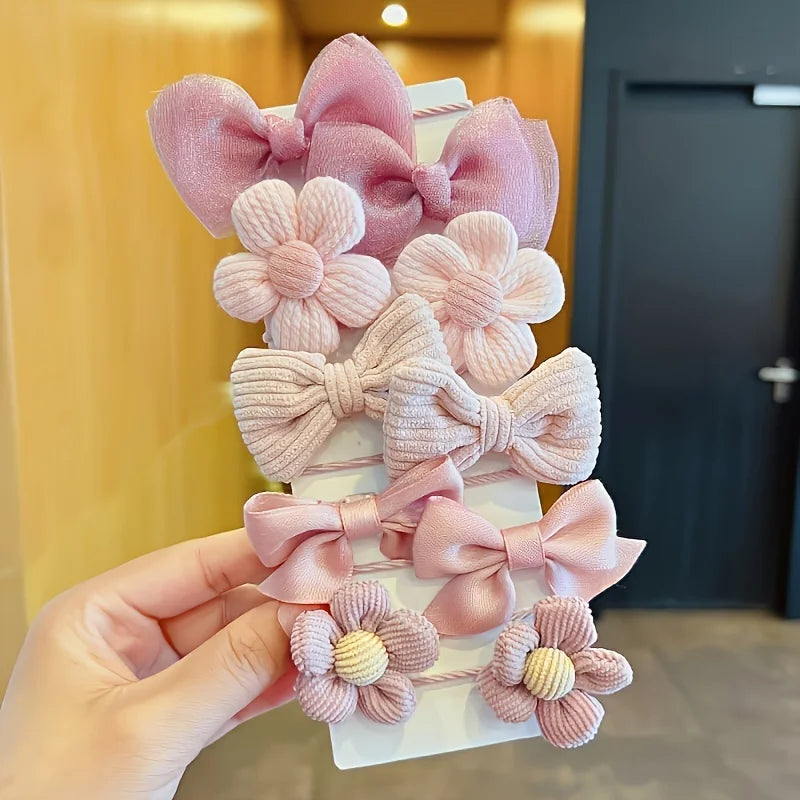 10 adorable and sweet-style bow flower designs, with strong elasticity, non-damaging to hair, suitable for ponytails