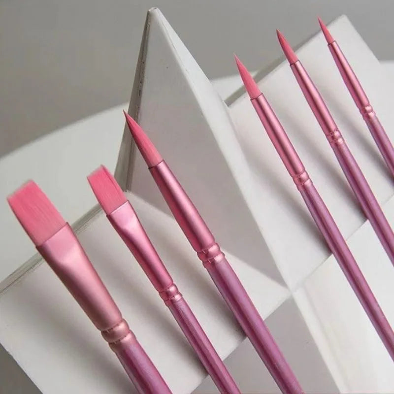 Watercolor Brush Set Pointed Round Flat Head Soft Hair Beginner's Art Student Hand Drawn Watercolor Nylon Painting Material