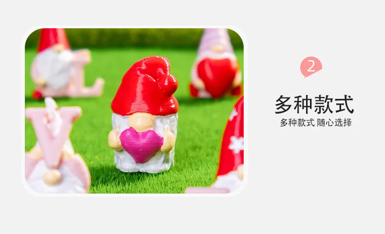 10/20/50pcs Mini Heart Love Dwarf Doll Figurine Miniature Gnome Garden Fairy Landscape Crafts Desktop Valentine's Day Ornament