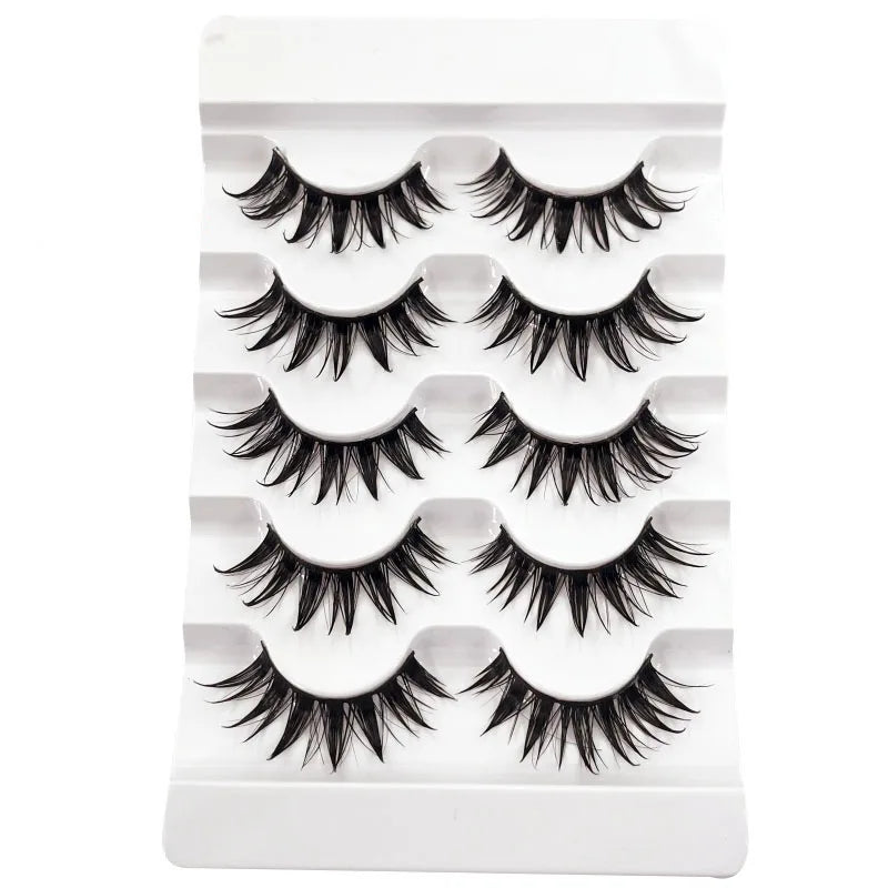 5 pairs of wet eyelashes, light Thai makeup false eyelashes, 3D stereoscopic comics, devil curls, and curly eyelashes
