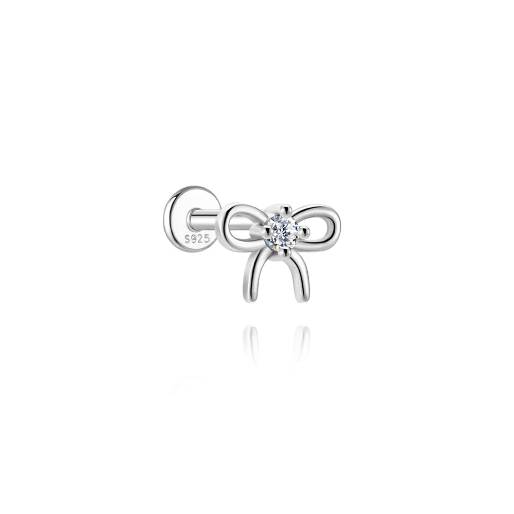 CANNER 1PC Moissanite Spherical Vertical Eight-pointed Star Piercing Earrings 925 Sterling Silver Jewelry Valentine's Day Gift