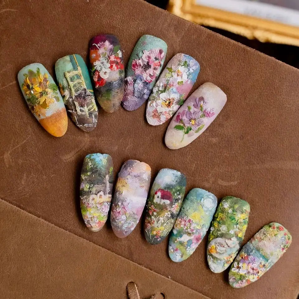 24PCS Medium Almond Press On Nails Wine Red Cute Cartoon Rabbit Bowknot Plaid Pearl False Nails Kawaii Nails Full Cover Wearable