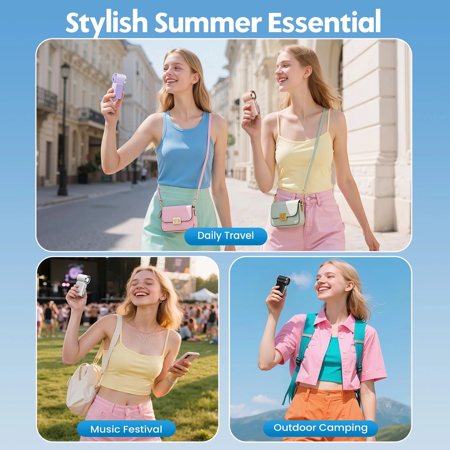 Mini Handheld Fan 3600mAh High-Speed Portable Turbo Pocket Fan for Outdoor Travel