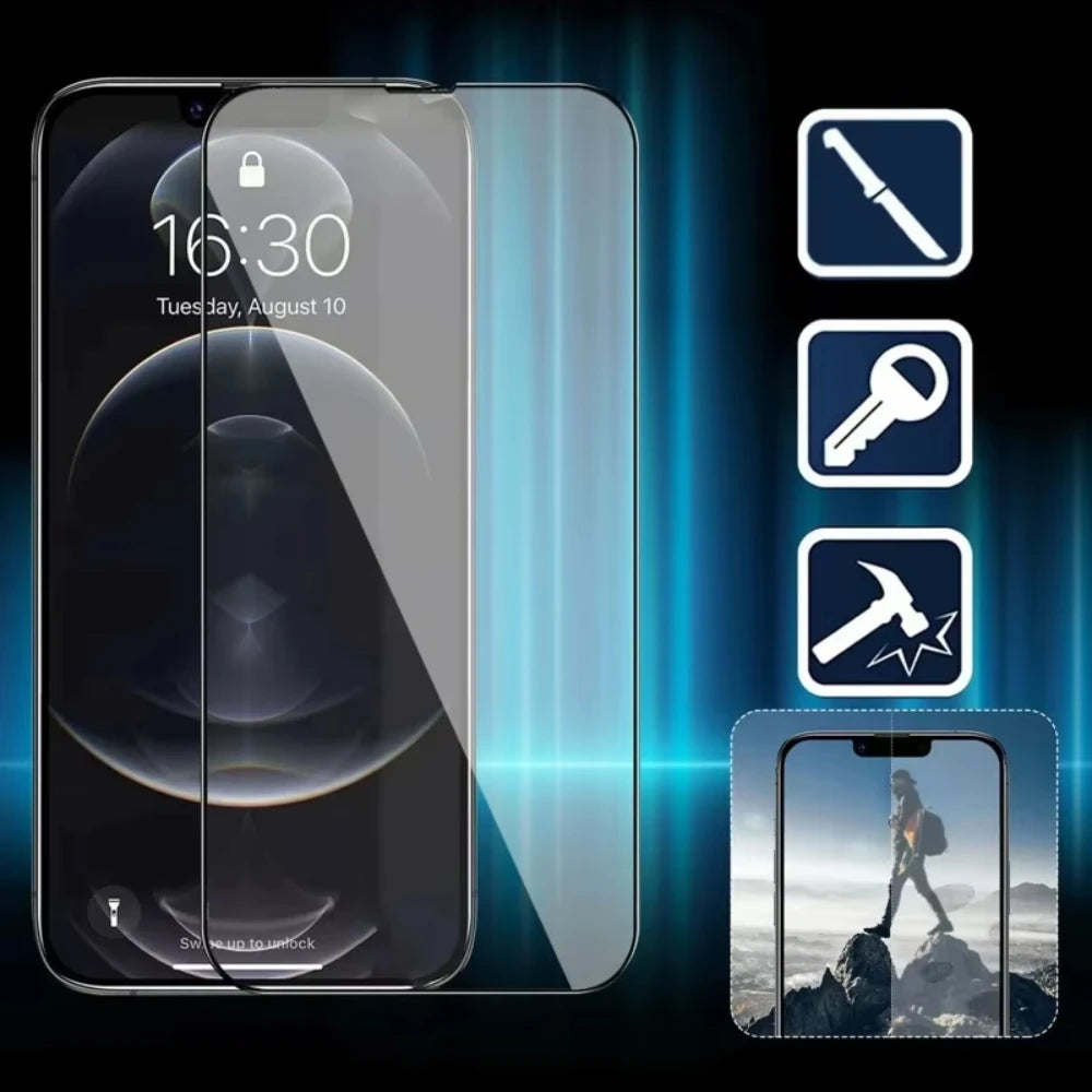 NNBILI 4Pcs Tempered Glass For IPhone 16 15 14 13 12 11 Pro Max Screen Protector For IPhone 12 13 Mini 16E High Definition Glass