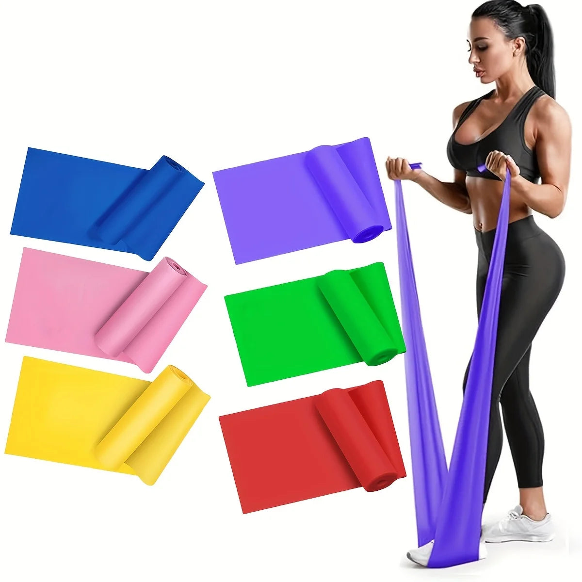 1/2/3/4/6pc Yoga Resistance Bands TPE Elastic Stretch Bands for Physical Therapy FitnessYoga Pilates Rehabilitation Stren