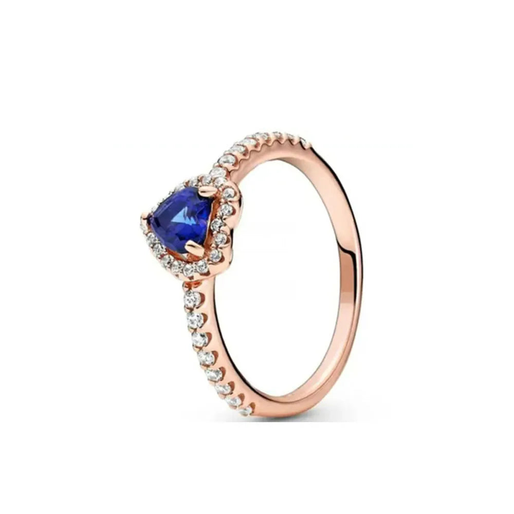 Hot Sale 925 Sterling Silver Red Pink Blue Green Heart Stone Snowflake Daisy Ring Trinkets Rings Wedding Fashion  Jewelry Women