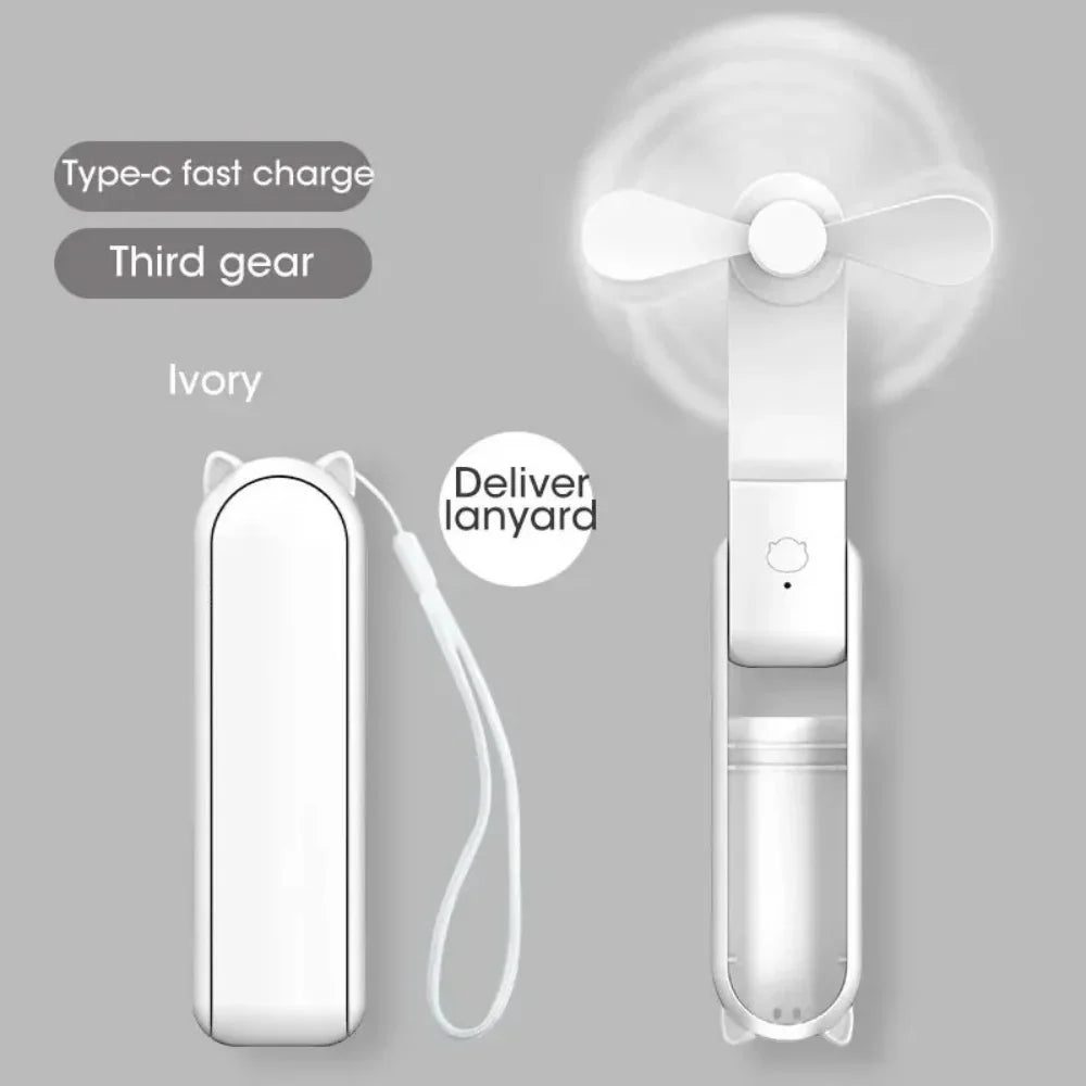 Mini Handheld Fan Type-C Charging Foldable Portable Mini Cooling 2000mAh Outdoor Rechargeable Fan Free Control High Speed Fan
