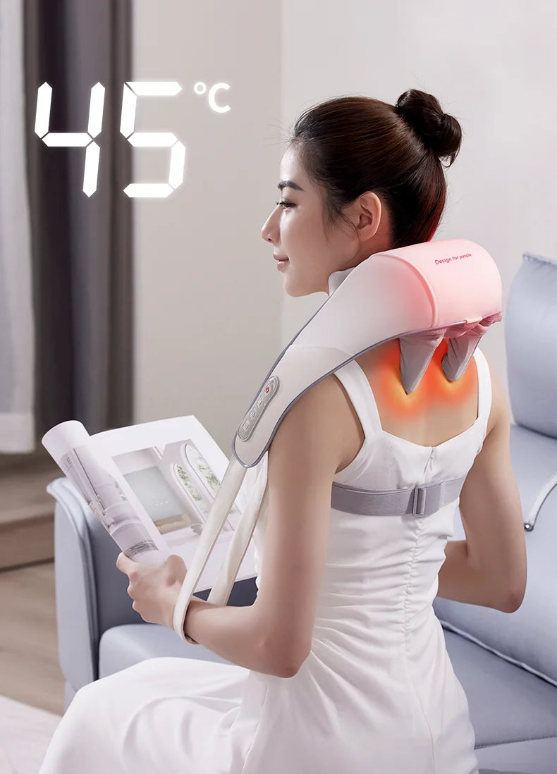 Shiatsu Back Shoulder and Neck Massager with Heat Cordless Deep Tissue 6D Kneading Massage Pillow Massage Shawl for Muscle Relax
