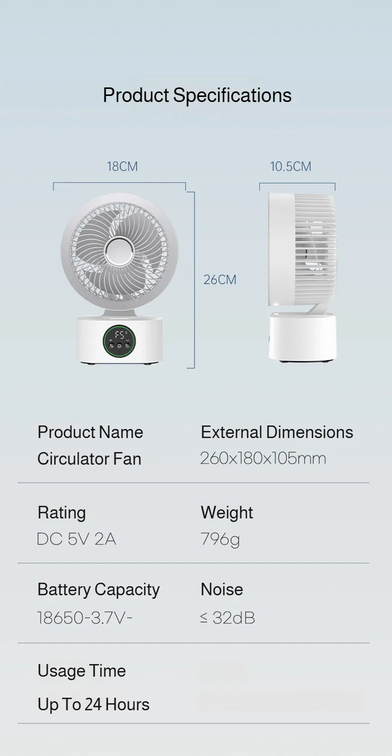 Portable Wall-Hanging Fan With Remote Control Smart Voice Rechargeable USB Household Electric Folding Fan Nightlight Air Cooler