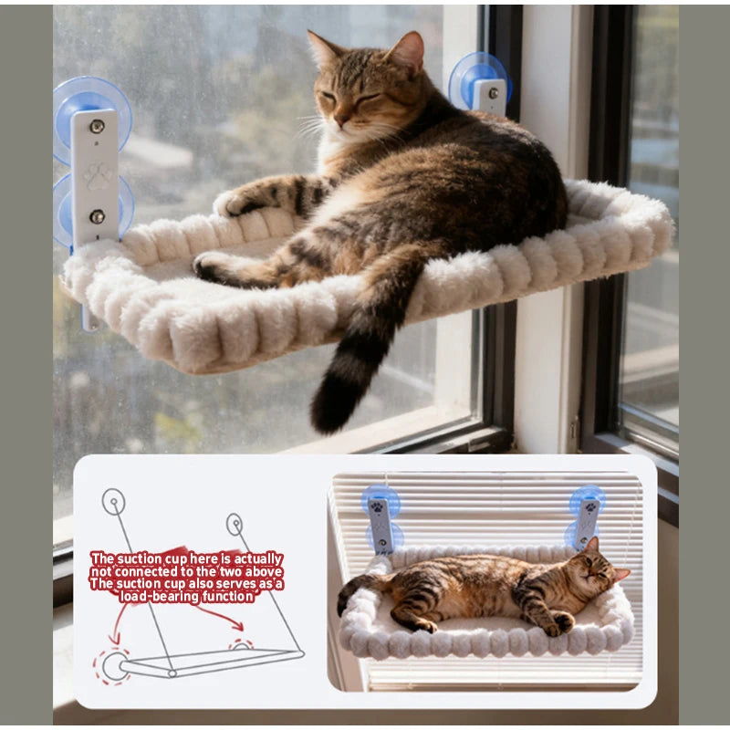New Winter Cat Hammock Window Habitat Cat Sunbathing Glass Hanging Suction Cup Balcony Pet Nest Foldable Pet Bed Cat Supplies