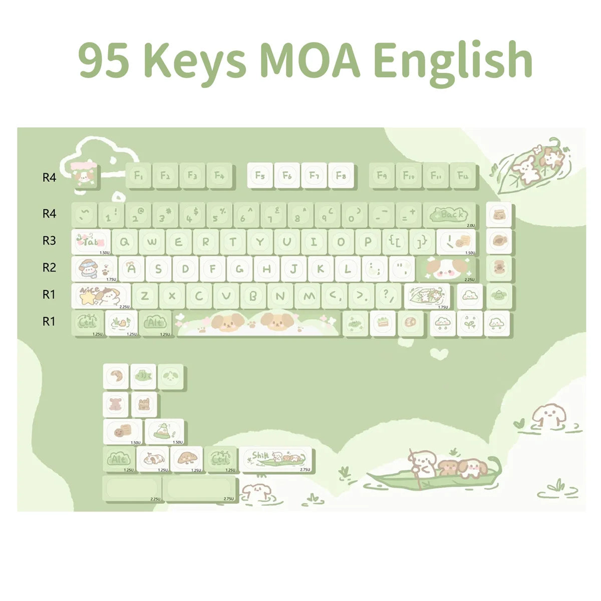 95 Keys artoon Cute Puppy Cat Kitty Keycaps GMK PBT Keycap MOA Profile Dye Sublimation For  DIY Mechanical Keyboard Girls Gift