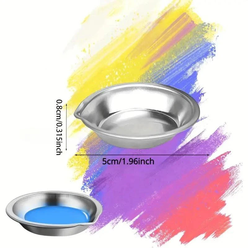 1/5/10Pcs Stainless Steel Painting Color Bowls Oil Paint Trays Paint Color Mixing Cups Color Mixer Children DIY Painting Tools