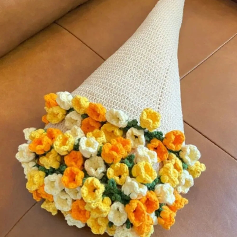 Creative Crochet Rose Bouquet Blanket Fashion Finished Rose Nap Blanket Soft Flower Hugging Blanket Valentine's Day Blanket
