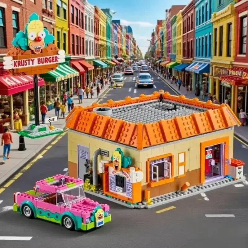 New 1635Pcs Compatible 10352 DIY Krusty Burger Building Block MOC Toys Loved By Adults Children Christmas Birthday Gifts