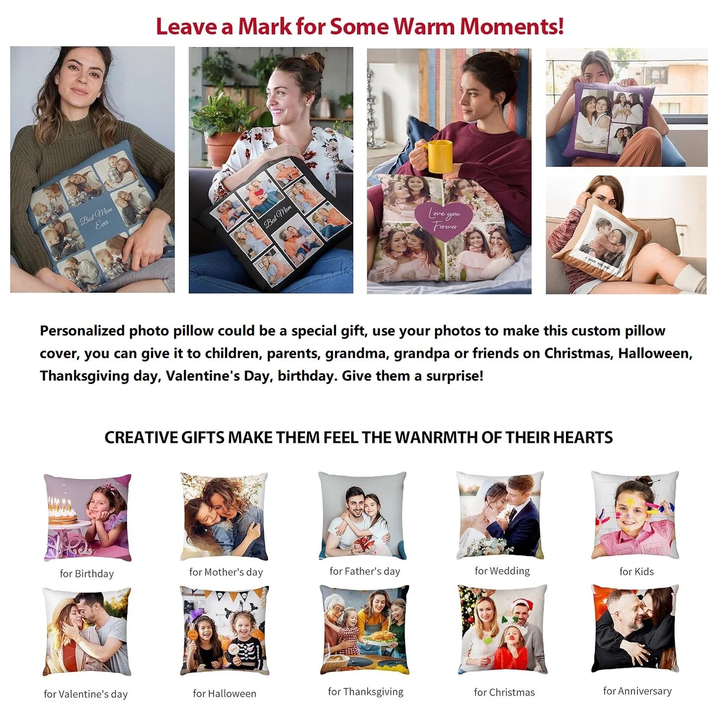 Personalized Pillows with Pictures or Text Throw Pillow Personalized Gift Grandparent Couples Gifts Pet Pillow