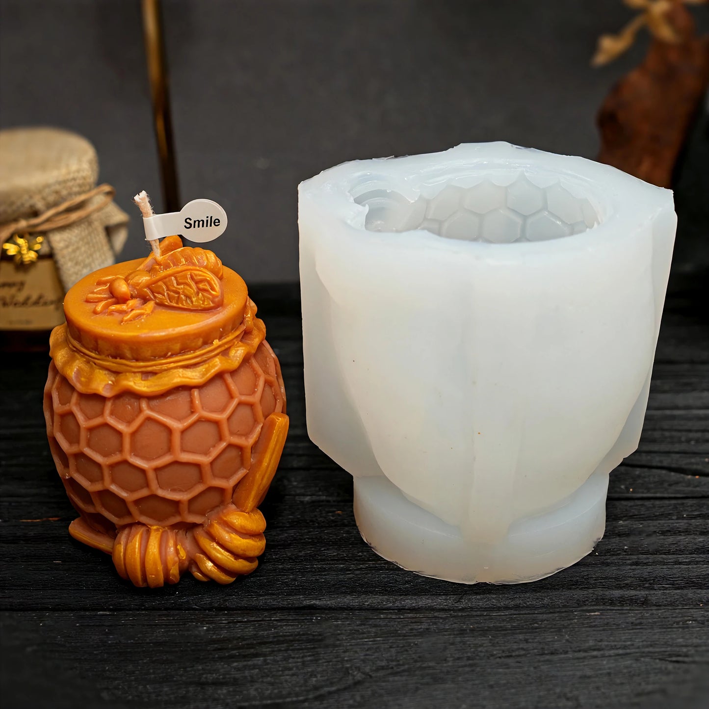 3D Honeycomb Silicone Mold Creative DIY Candle Making Tool Home Decor Handmade Gift Idea for House-shaped Wax Candles