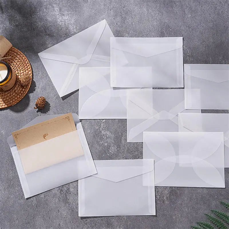 50Pcs/Pack Simple Semi-Transparent Vellum Paper Envelopes Matte Frosted for Postcards Greeting Cards Wedding Invitations