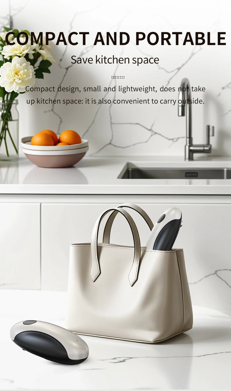 Compact Automatic Electric Can Opener One Touch Portable Kitchen Tool for Jar & Bottle Easy Storage Can Opener Rechargeable