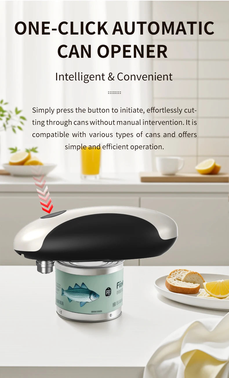 Compact Automatic Electric Can Opener One Touch Portable Kitchen Tool for Jar & Bottle Easy Storage Can Opener Rechargeable