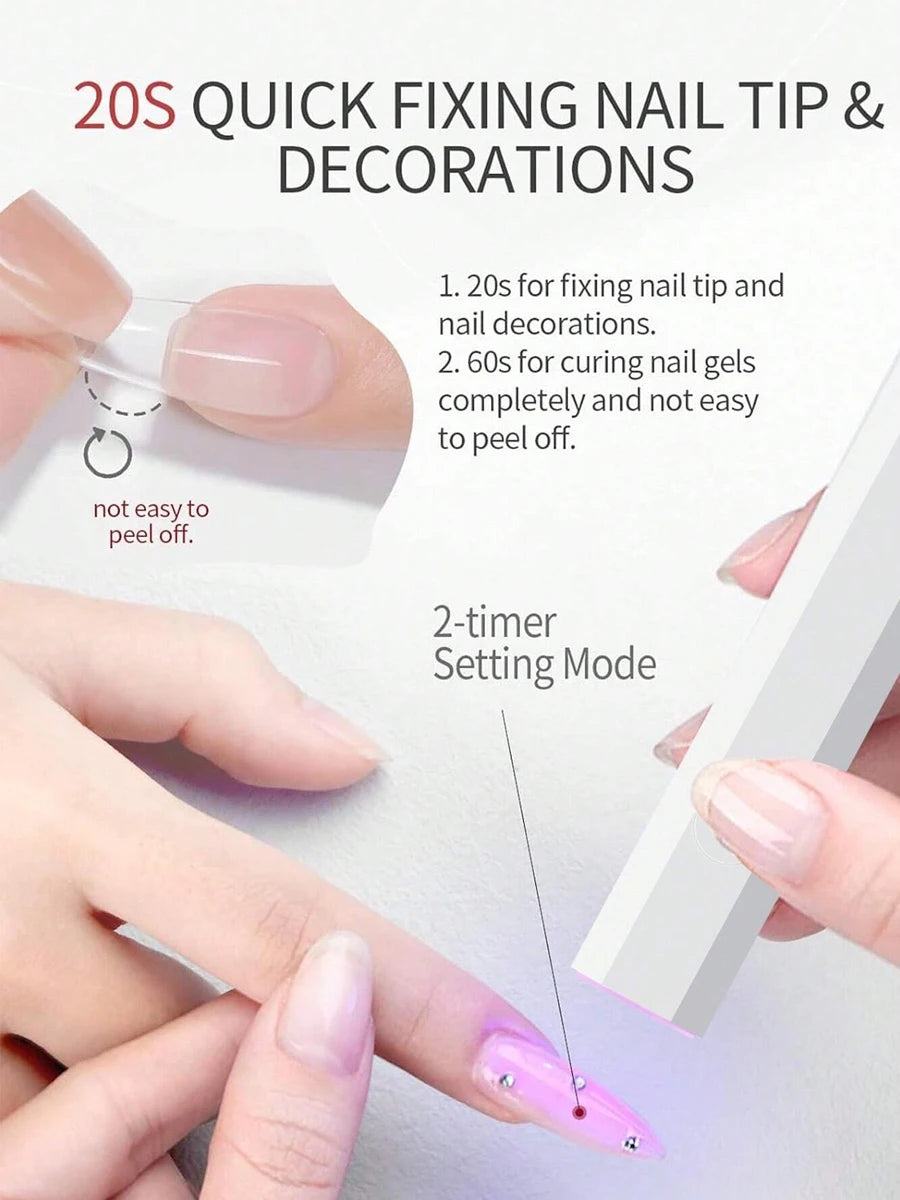 Handheld UV Light for Gel Nails Portable UV Nail Lamp Rechargeable LED Nail Lamp for Nails Art Desk Stand