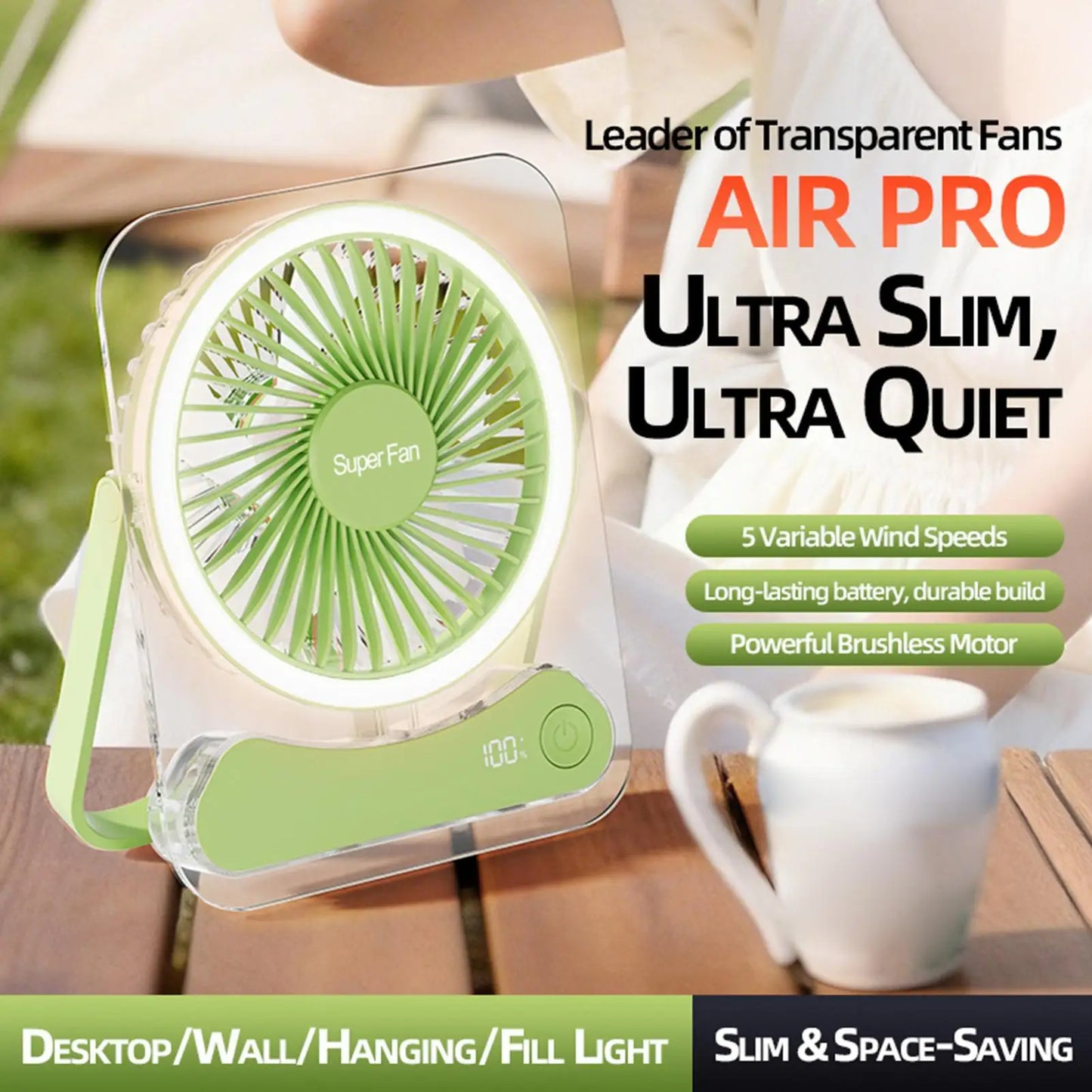 Travel Fan For Sleeping Foldable Adjustable Long Lasting Device Portable Fan USB Rechargeable For Home Office Bedroom Travel