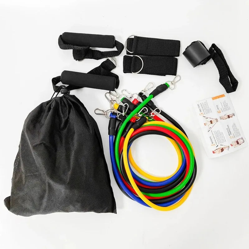 11pcs 100/150LB Resistance Bands Set, Portable Fitness Equipment,Strength Training Bands for Home Gym,Workout Excercise Band