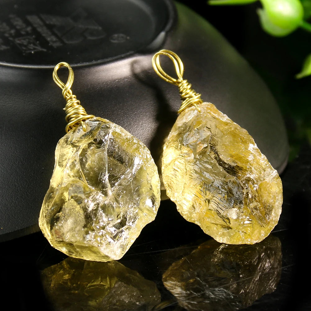 Irregular Real Citrine Crystal Quartz Drusy Raw Ore Metal Trim Necklace Pendant Energy Reiki Yoga Chakra Healing Charms Jewelry