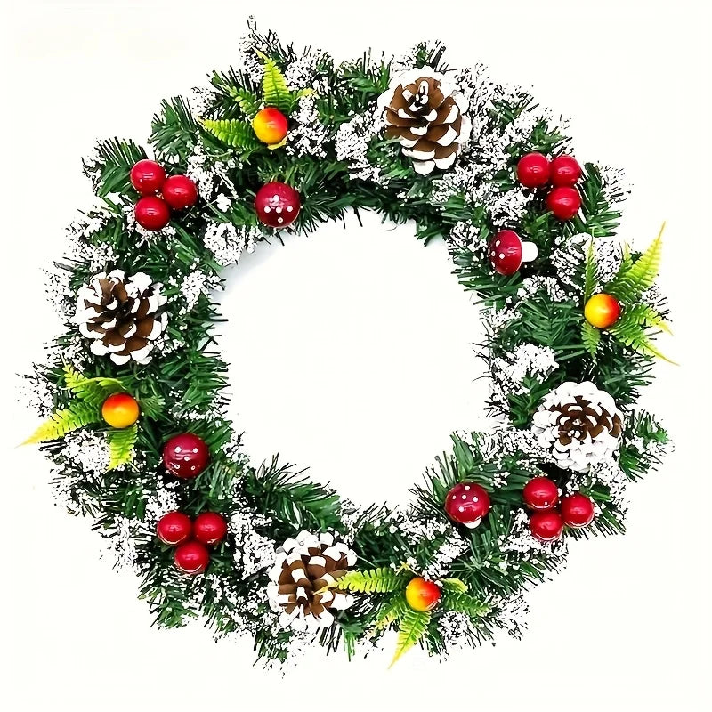 Classic Christmas wreath, holiday wreath, handmade Christmas tree decoration, simulated mushroom red fruit wreath