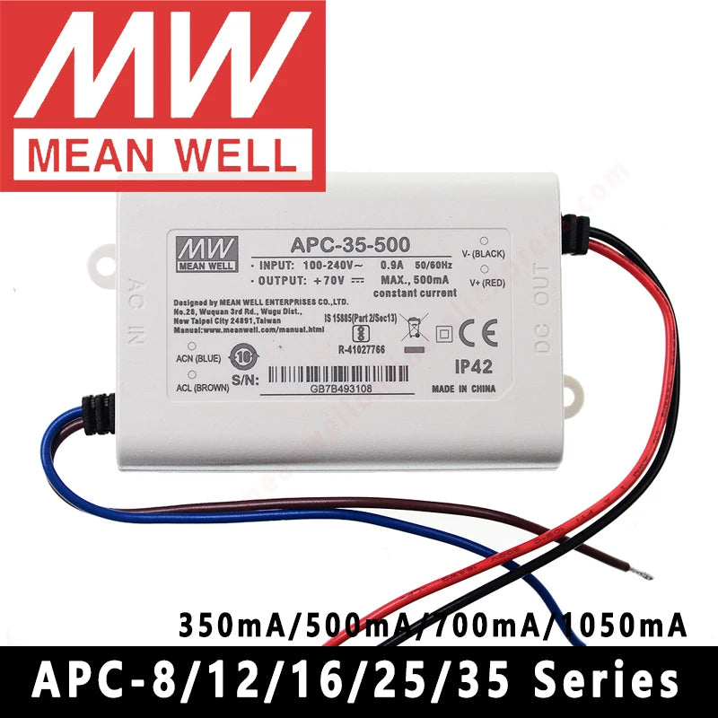 Mean Well APC-8/12/16/25/35-250/350/500/700/1050mA Meanwell Indoor LED lighting SMPS LED Constant Current Switching Power Supply