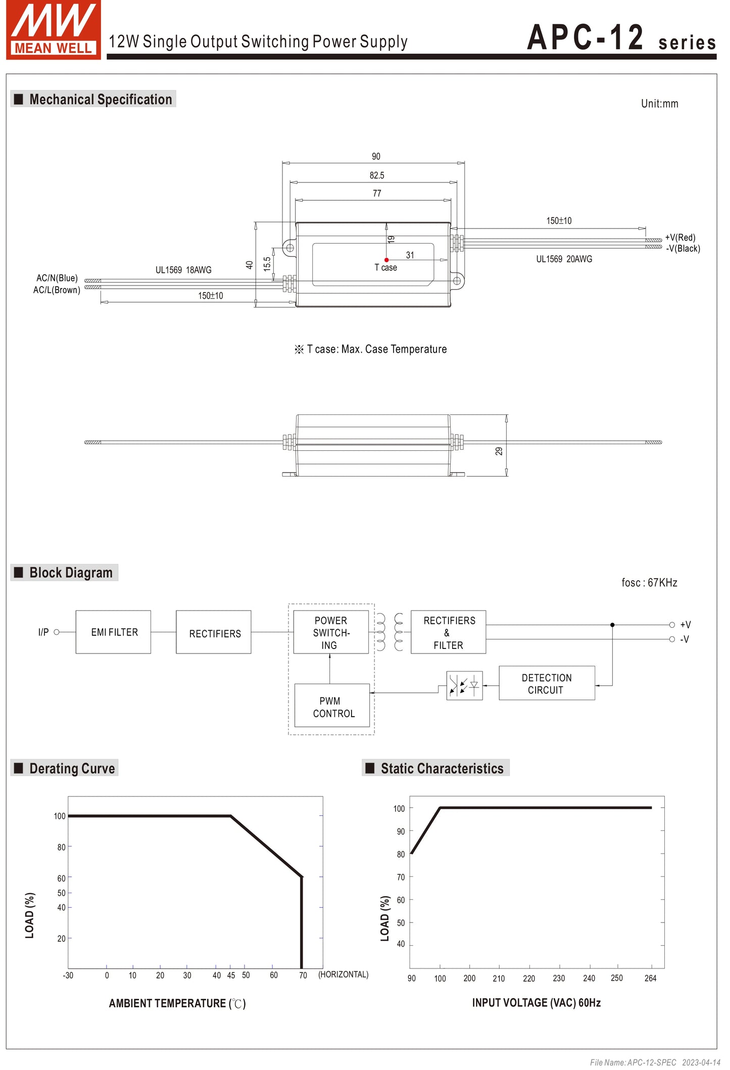 Mean Well APC-8/12/16/25/35-250/350/500/700/1050mA Meanwell Indoor LED lighting SMPS LED Constant Current Switching Power Supply