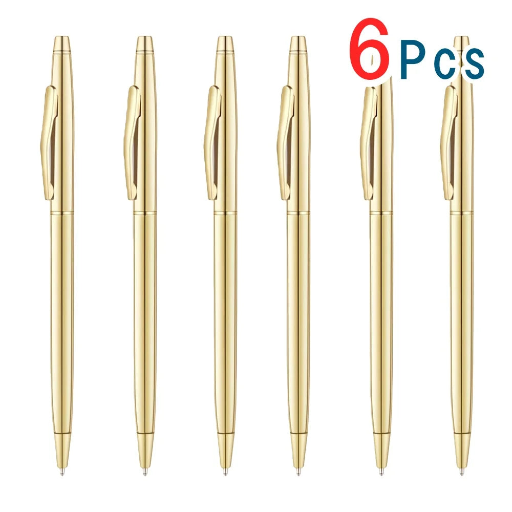 Slim Metallic Retractable Ballpoint Pens Slim Ballpoint Pens Black Ink Pens Metal Pens Set for Business Office
