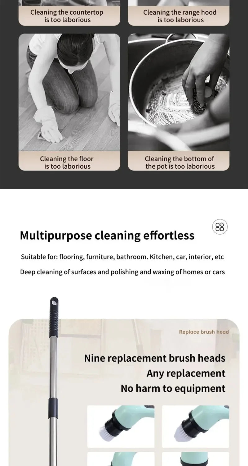 Cordless Electric Spin Scrubber For Kitchen Bathroom Toilet Tile Grout Cleaning Household Multipurpose Power Brush