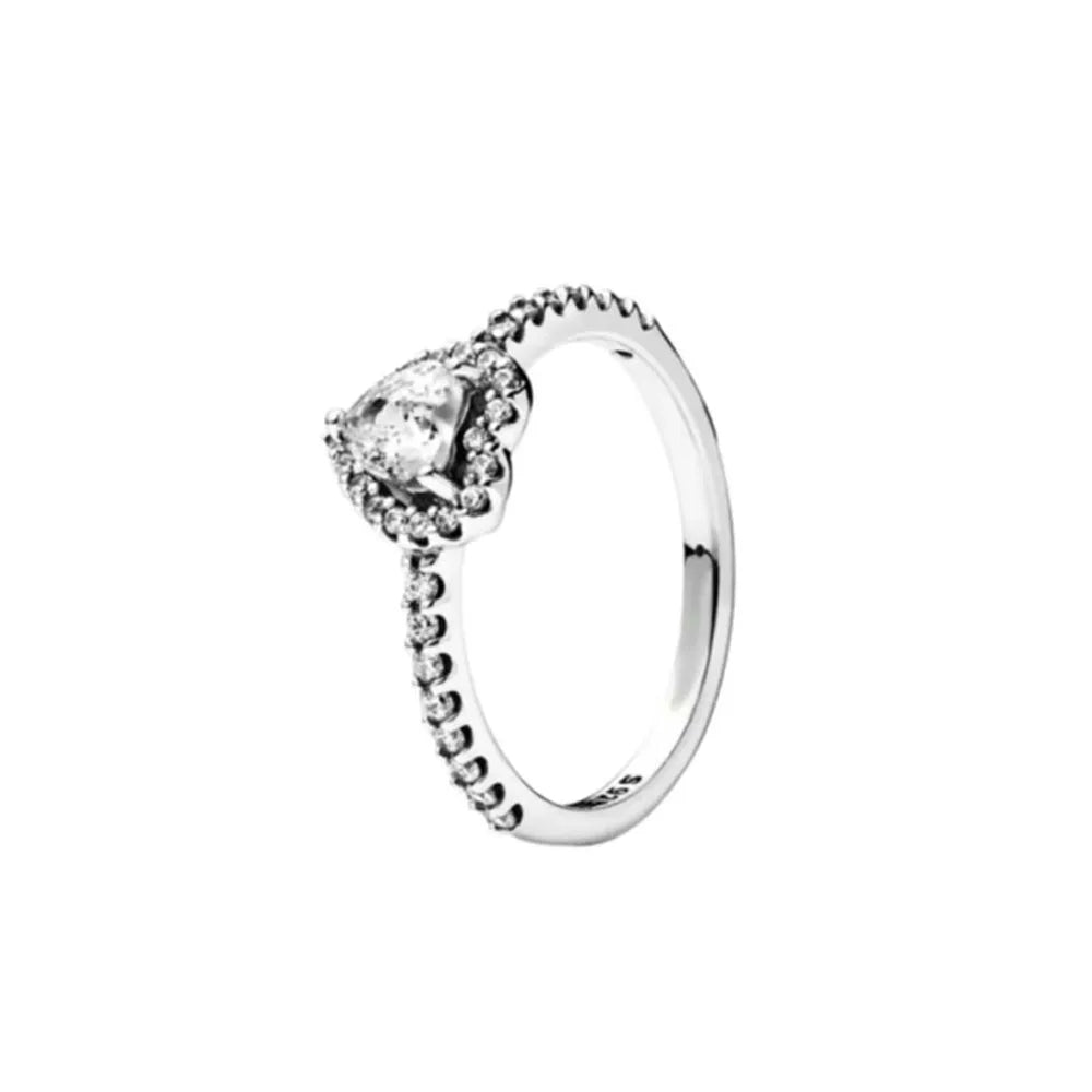 Hot Sale 925 Sterling Silver Red Pink Blue Green Heart Stone Snowflake Daisy Ring Trinkets Rings Wedding Fashion  Jewelry Women