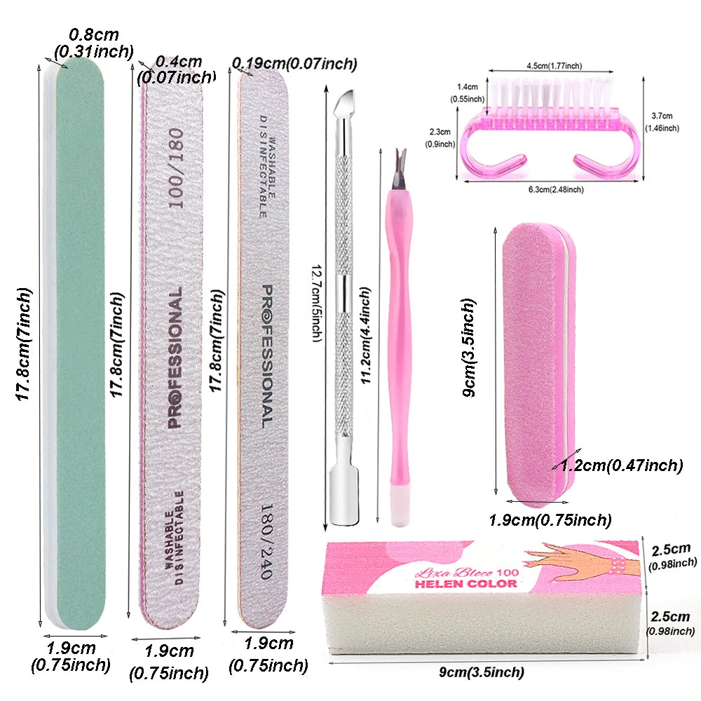 8pcs/Set Nail Manicure Care Tool Kit Nail Buffer Professional Nail Files Brush Manicure Pedicure UV Gel Nails Polish Art Tools