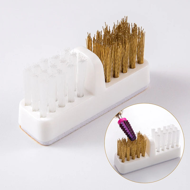 Electric Nail Drill Bits Cleaning Brush with Dustproof Box Portable Manicure Cutter Cleanser Copper Wire Brush Clean Tools