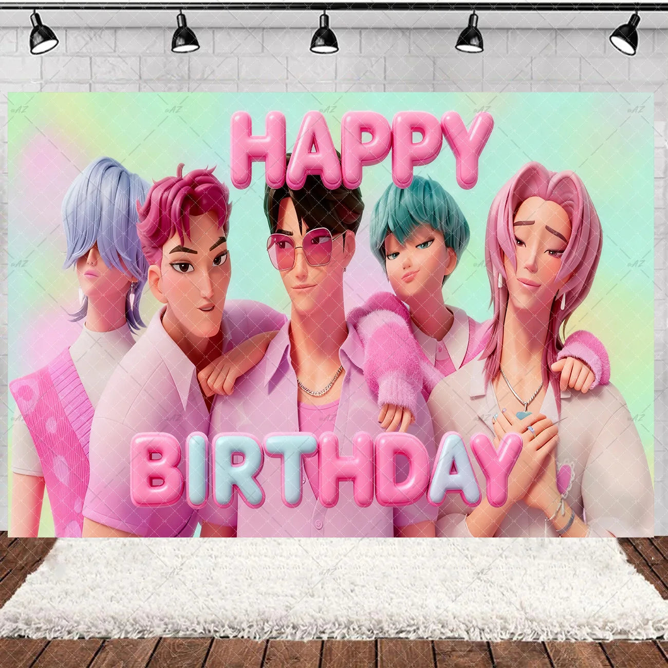Hot KPop Girl Demon Hunters Backdrop Popular Anime Adult Children's Birthday Party Decorations Baby Shower Supplies Photo Props