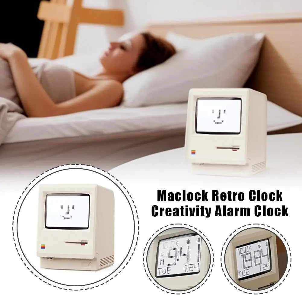 Maclock Retro Clock Creativity Alarm Clock Student Specific Wake Up Artifact Desktop Decor Computer Keyboard Accessories Gift