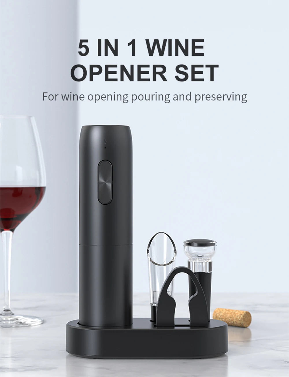 Electric Wine Opener USB Rechargeable Automatic Large Battery Powered Effortless Bottle Opener For Kitchen BarTools Party Gift