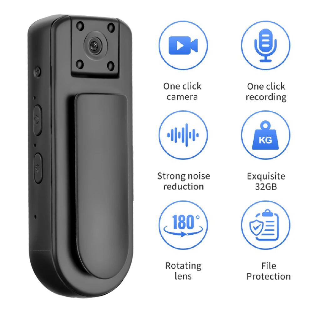 HD 1080P Wearable Worn Bodycam Night Vision WiFi Portable Small Personal Camcorder with Audio & Video Recording Body Worn Cam