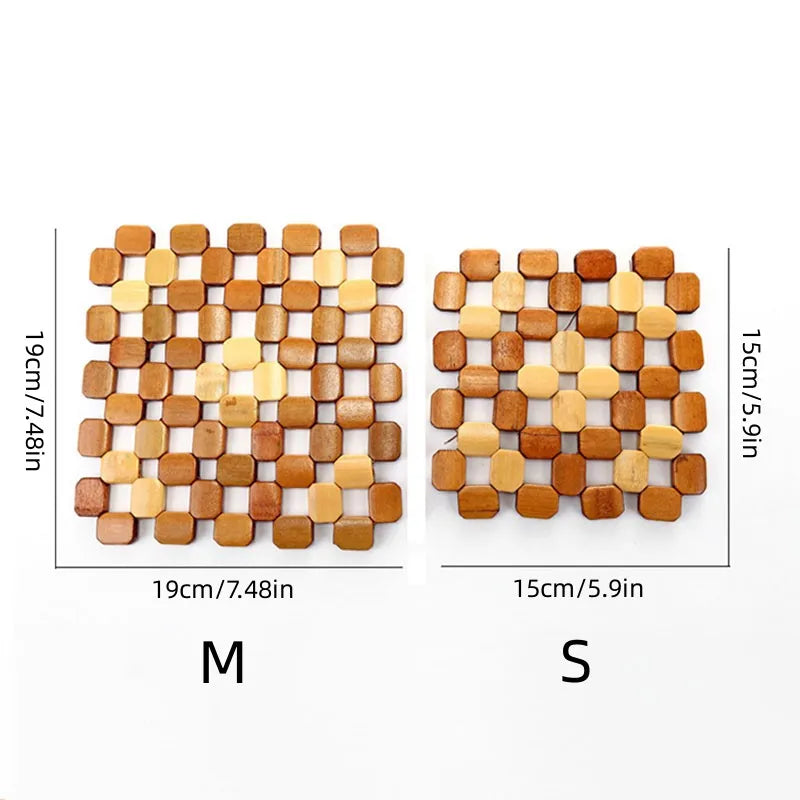 Kitchen Bamboo Insulation Pad Bamboo Table Mat Non-slip Casserole Bowl Mat Square Anti-scalding Protection Table Mat