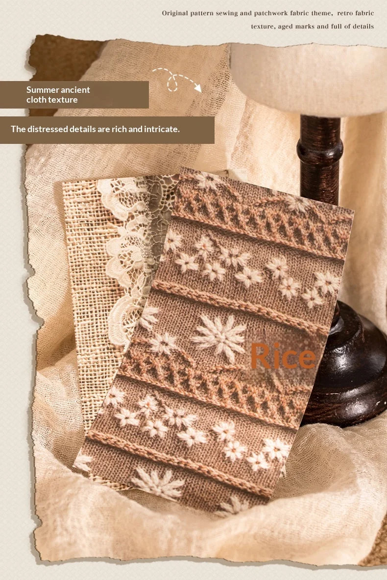 JIANWU Handmade Fabric Series Vintage Lace Flower Landscape Collage Scrapbook Material Paper Creative Junk Journal Stationery