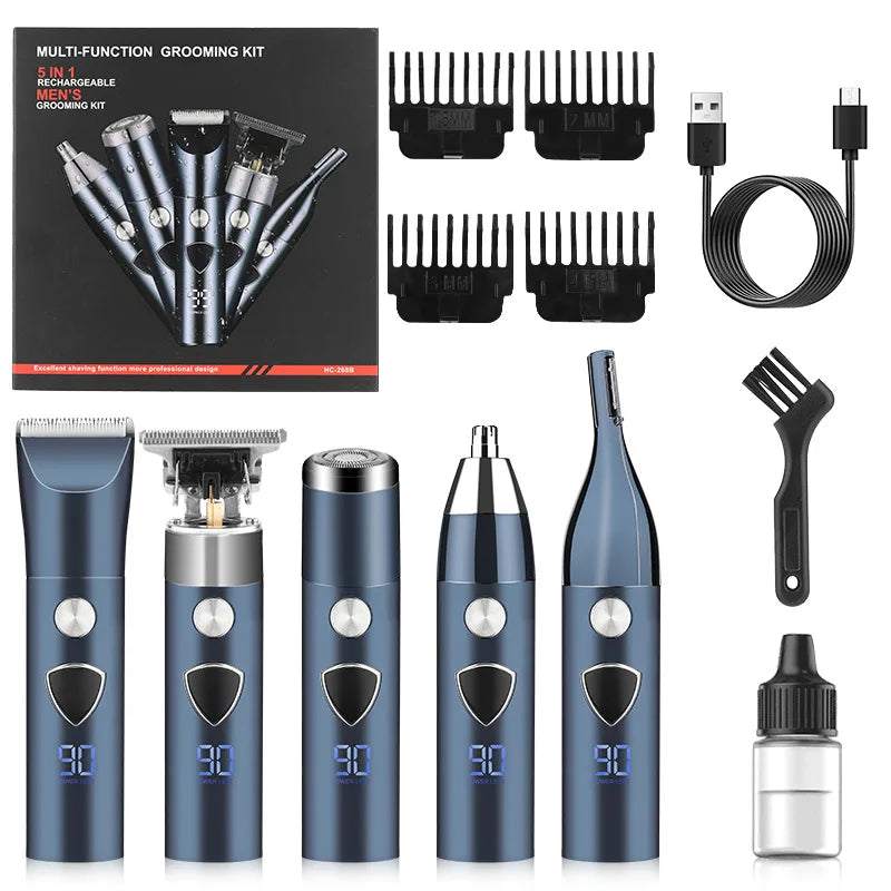 Men's 5-in-1 Electric Body Hair Trimmer Professional Hygienic Beauty Razor Shaver for Face Ear Nose - Professional Hair Trimmer